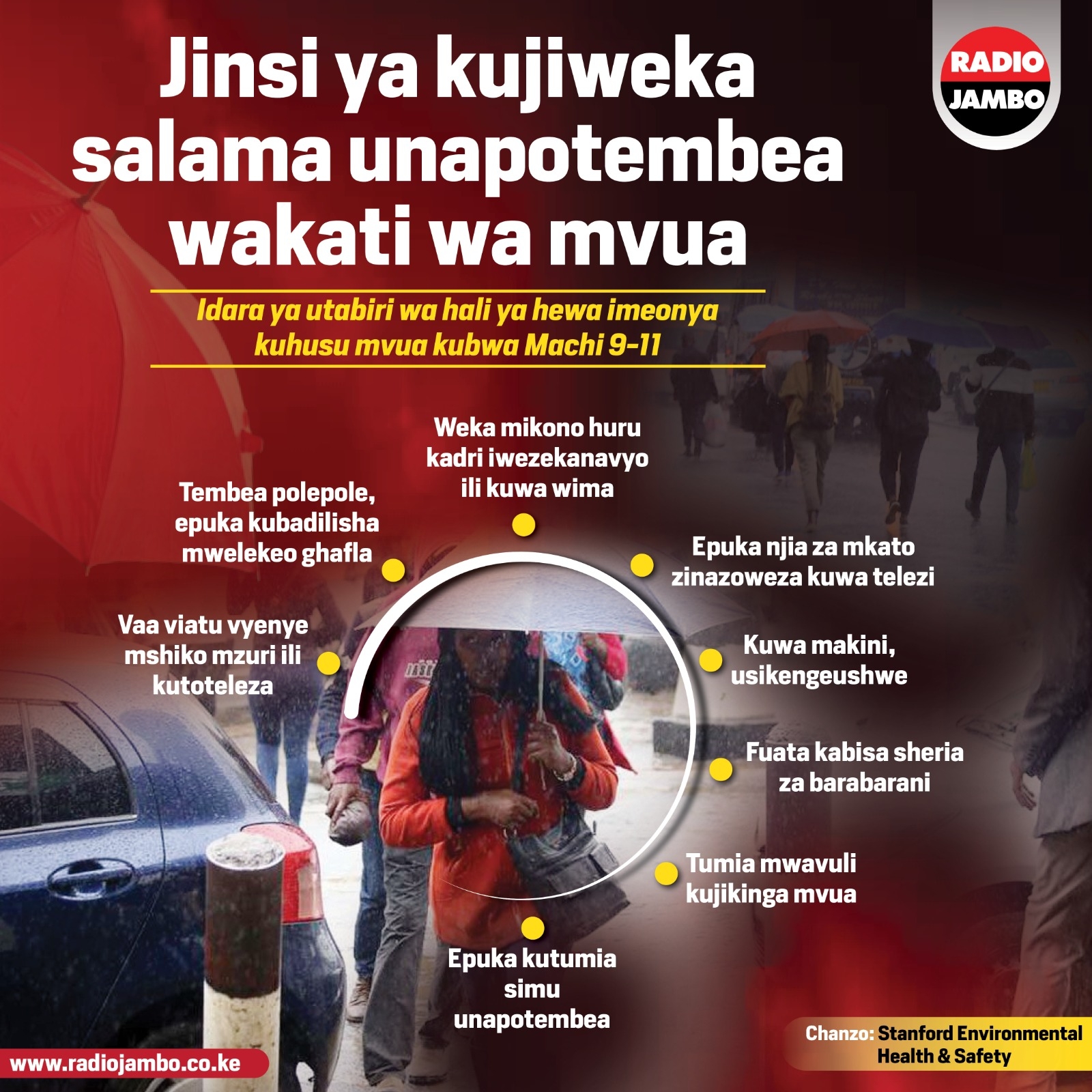 Fahamu jinsi ya kujiweka salama unapotembea wakati wa mvua